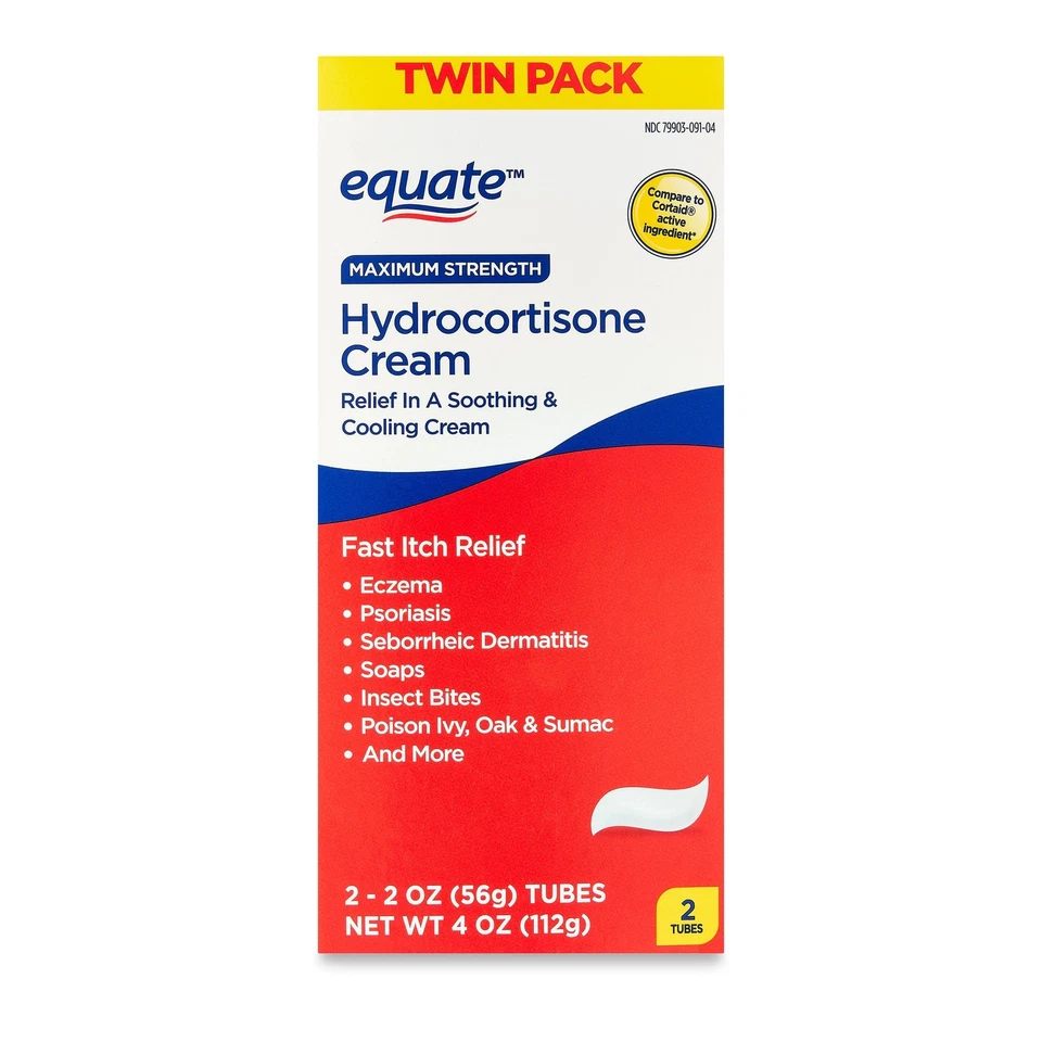 (4 pack) Equate Hydrocortisone Cream 1%, Twin Pack (2 oz each) - Image 2 of 4