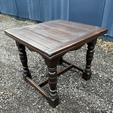 Antique Dark Oak Gothic Draw Leaf Dining Table, Extendable Rectangular Design