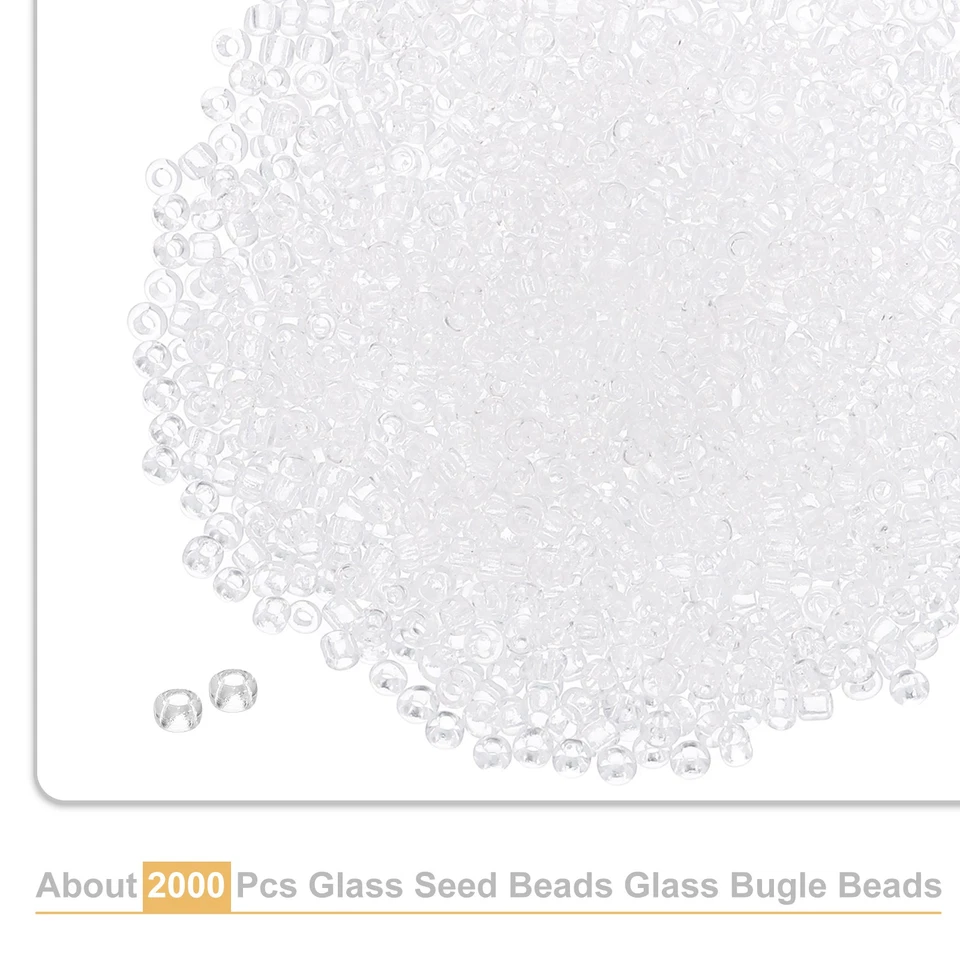 2000 Pcs Glass Seed Beads, 1.5mm Mini Glass Seed Spacer Bead, Clear White - Изображение 3 из 4