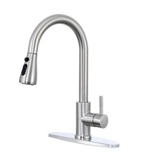 Kitchen Faucet 17 Inch Height Pull Down Sprayer Brushed Nickel - Easy