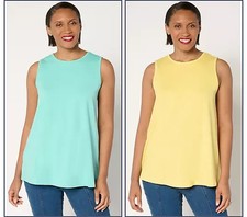 Denim Co Essentials Favorite Jersey 2-Pck Swing Tanks-Yellow/Blue-Medium-A682583