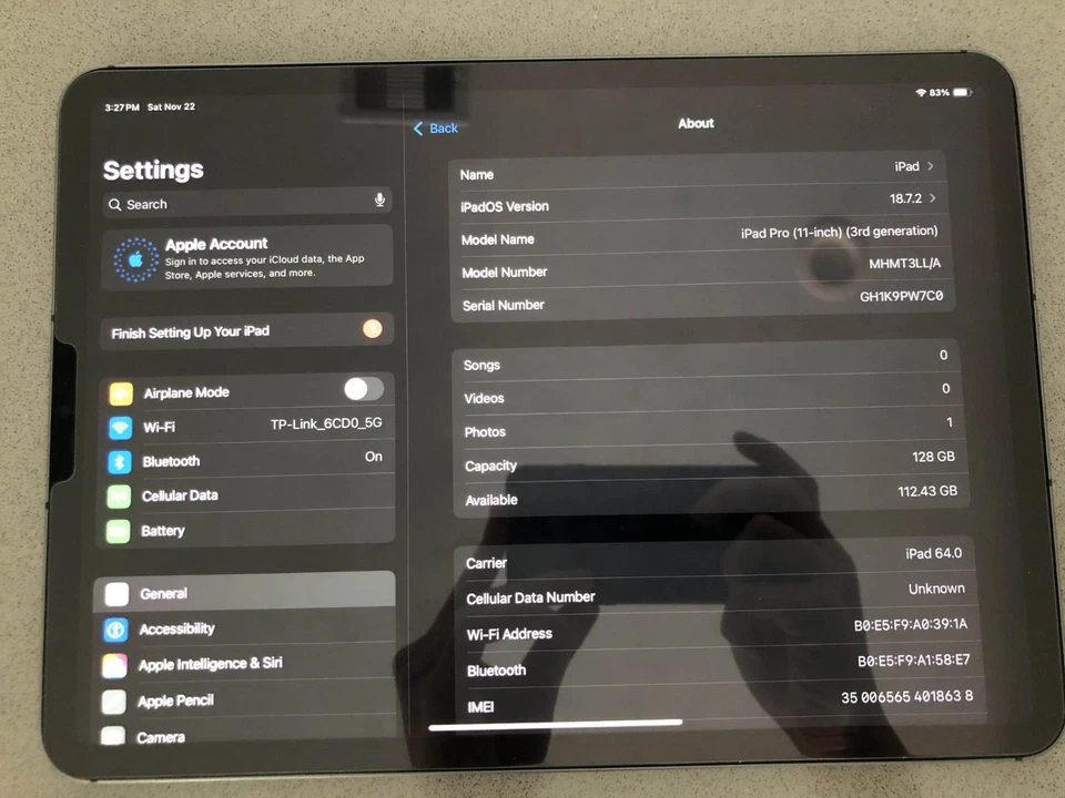 Apple iPad Pro 11" 3rd Gen 128GB Wifi + Cellular UNLOCKED + Apple Pencil Bundle - Image 2 of 4