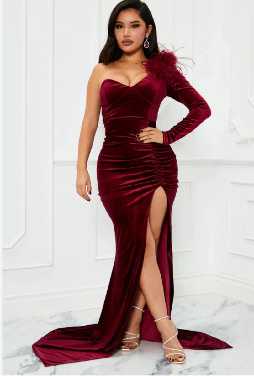 long sleeve formal dresses fashion nova Light Yellow A-line One Shoulder Lace-Up Pleated Ruffle High-Low Prom