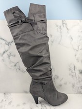 Over Knee High Boot SIZE 10 Gray Faux Suede Just Fab