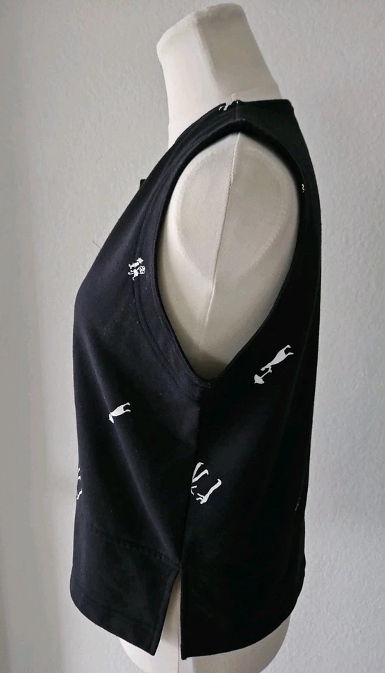 复古 90 年代黑色白色 Koret 背心上衣可爱印花 P 码似乎 XS 或 S 阅读说明 — 第 4/4 张图片