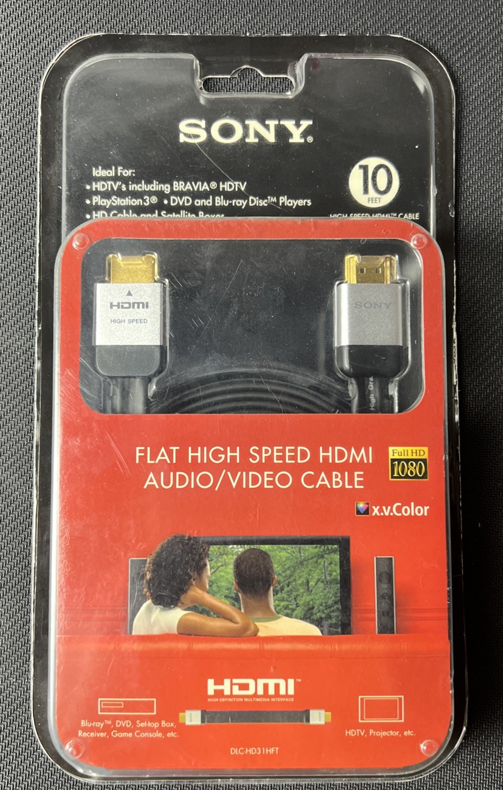 Sony Flat High Speed HDMI Cable  For Audio/Video - 10FT DLC-