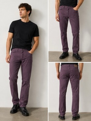 BRAX Cooper Regular Fit Pants Mens 36x32 Burgundy Plum Straight Leg 5 Pocket