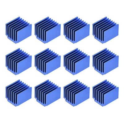Carving Parallel Line Heatsink Stepper Motor, 15x14.5x13mm Blue 12pcs