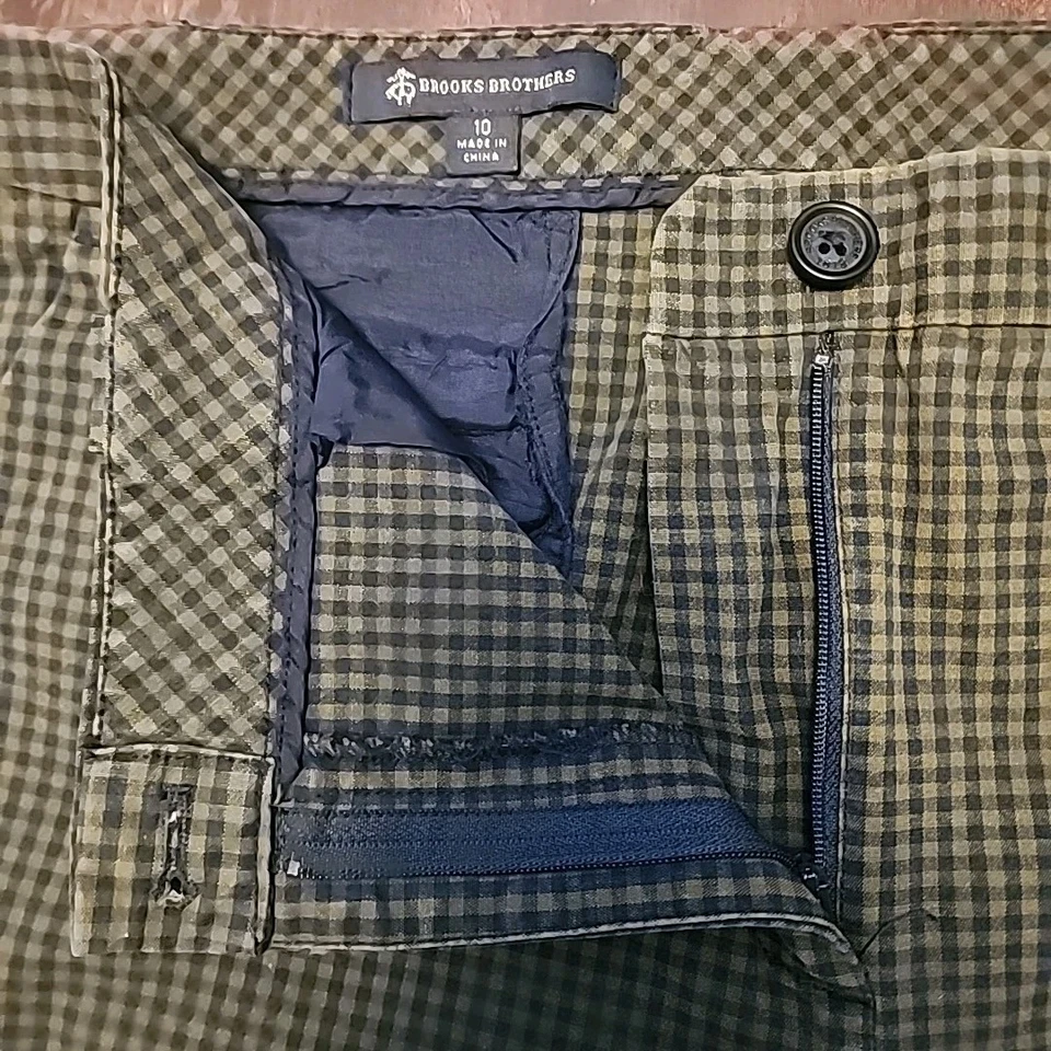 Brooks Brothers Gingham Pants Yellow/Blue Straight Tailored Trouser 10 Checkered - Image 4 of 4