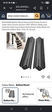 AOLISHENG Heavy Duty Undermount Drawer Slides 120kg Black 400–900mm