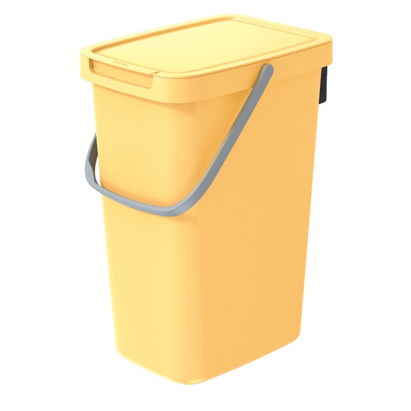 Cubo de basura amarillo claro para clasificación de residuos y reciclaje