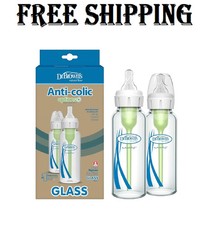 Dr. Brown's Natural Flow Options Narrow Glass Baby Bottles, 8oz, 2-Pack