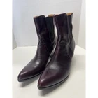 John Fluevog Burgundy Leather Pointed Toe Ankle Boots Brogue Detail Size 7.5