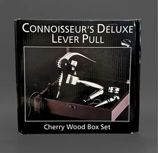 Connoisseur’s Deluxe Lever Pull Wine Opener Set – Cherry Wood Box – Complete