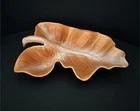 Vintage HULL Pottery Orange Glaze Calladium Leaf Serving Dish Oven Proof 14"