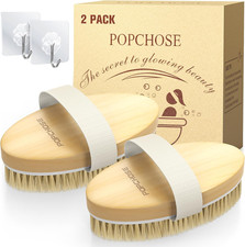 POPCHOSE Dry Brushing Body Brush, 2 Pack Boar Bristle Exfoliating Brush