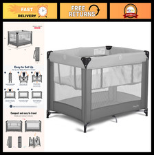 Portable Baby Playard with Bassinet  Travel Bag - Quick Fold, Compact, Gray