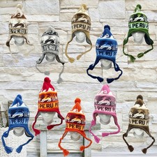 NEW PERU PERUVIAN ALPACA TREND HANDMADE SOFT KNIT FLEECE LINED CHULLO BEANIE HAT