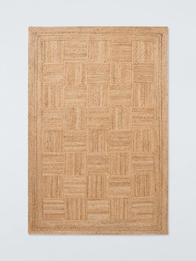 John Lewis Parquet Hand Woven Pure Jute Rug Natural L240 x W170cm (Defect/Mark)