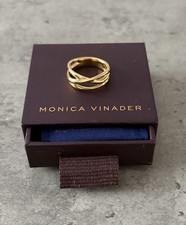 Monica Vinader Nura Crossover Ring 18K Gold Vermeil Size N