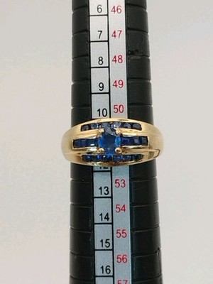 Blue Sapphire 10k Plum Yellow Gold  Prong Set Sapphire Band Ring Size 6