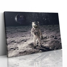 Astronaut Spaceman on the Moon Canvas Framed Print Picture Wall Art