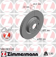 2X Bremsscheibe Coat Z Zimmermann 590.2831.20 FüR Toyota Yaris NSP131_ Hybrid