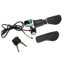 36V Twist Grip Throttle with LCD Display Power Indicator  Key Lock -