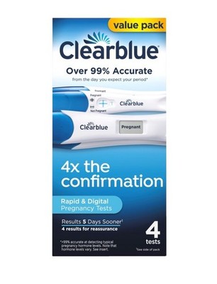 Clearblue Rapid & Digital Pregnancy Tests 4 Pack Exp 6/30/2027