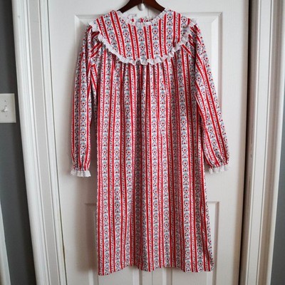 Lanz Girls' Flannel Nightgown Tyrolean Heart & Floral Print Sz XL 14/16 Scandi