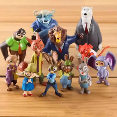 12-Piece Animal Figure Set with Rabbit & Fox Characters, Collectible Action Fig