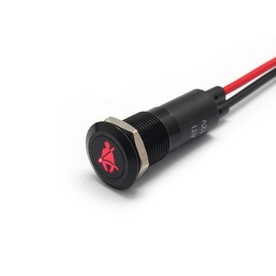 Alpinetech PLB12MS 12mm 1/2'' 12V LED Signal Indicator Dash Light Black Bezel