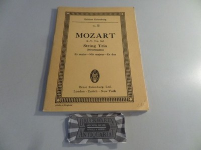 Mozart. KV No. 563. String Trio (Divertimento). Es dur for Violin, Viola and Vio