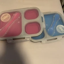 Eco Collapsible Meal Kits By Smart Planet Two- Blue & Pink Lunch Snack Dinner.