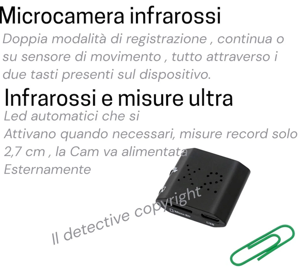 Micro telecamera infrarossi portatile mini cam microcamera camera notturna - Immagine 2 di 4