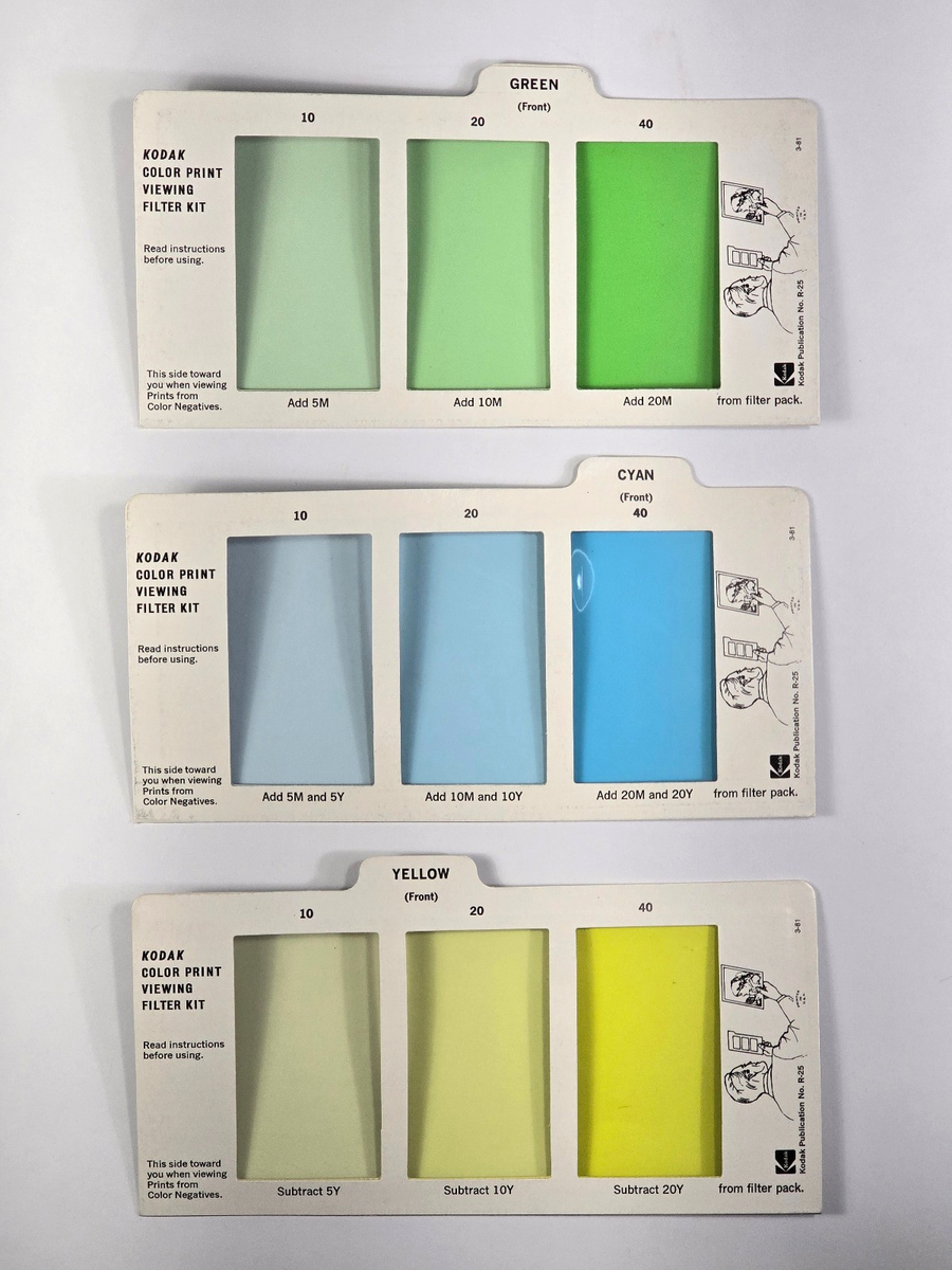 Kodak Color Print Viewing Filter Kit R-25 6 Color Panels | eBay