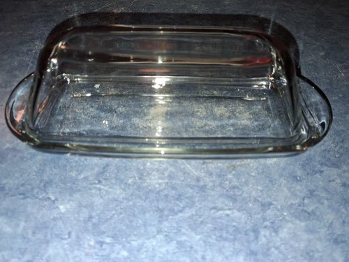 Vintage Anchor Hocking Presence Clear Covered Butter Dish In Mint Condition!