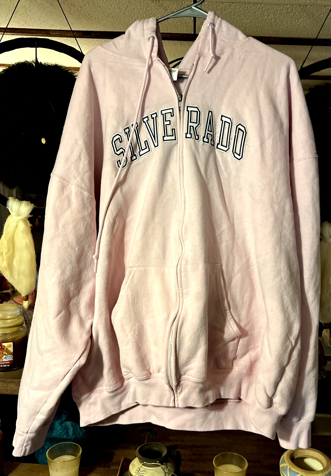 Jerzees Women Size 3X "SILVERADO" Zip Up Drawstring Hoodie Sweatshirt Light Pink