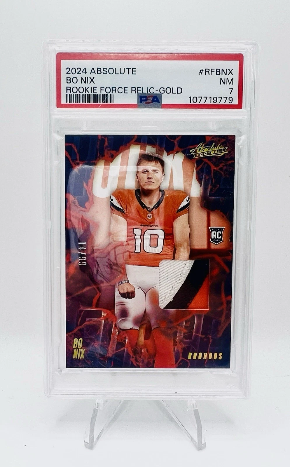 Bo Nix Panini Absolute Rookie Force Relics #RFBNX Gold