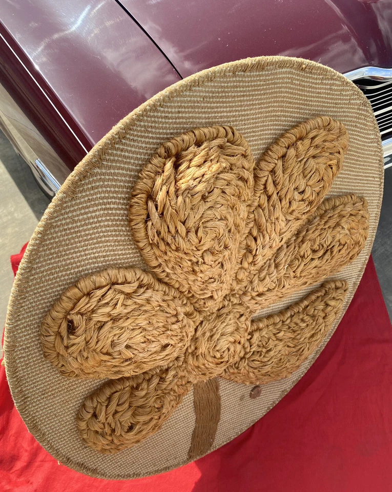 Arte redondo flor tejida colgante de pared grande 40x40" de Don Freedman 1976 Foto 3 de 4