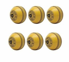 CW INDOOR Yellow Leather Cricket Ball 1 PC Grade A Hand Stitch- Pack of Six