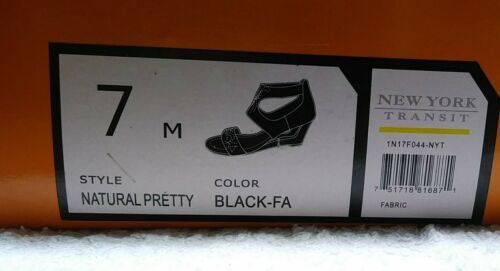 New York Transit Shoes Open Toe Wedge Heels Black W/silver Glamstones 7 M - Picture 2 of 7