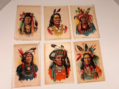indian creek cigarettes 6 Tokio Cigarettes Large Indian Chief Silks Insert Premiums L1-L6 1900’s