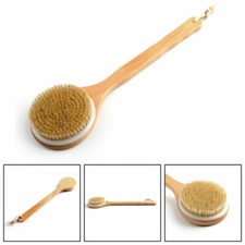 Premium Natural Boar Bristle Long Handle Wooden Bath Brush Shower Back SPA B0 B9