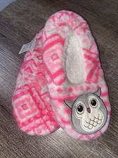 Justice neon pink Gray sz 1-2 owl Sparkle slippers girls Valentine  s Day
