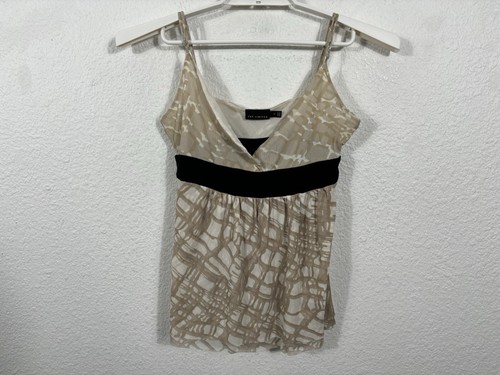 Vintage Y2K Cami Tank Top The Limited Size M Mesh Nylon Beige Geometric - Picture 6 of 9