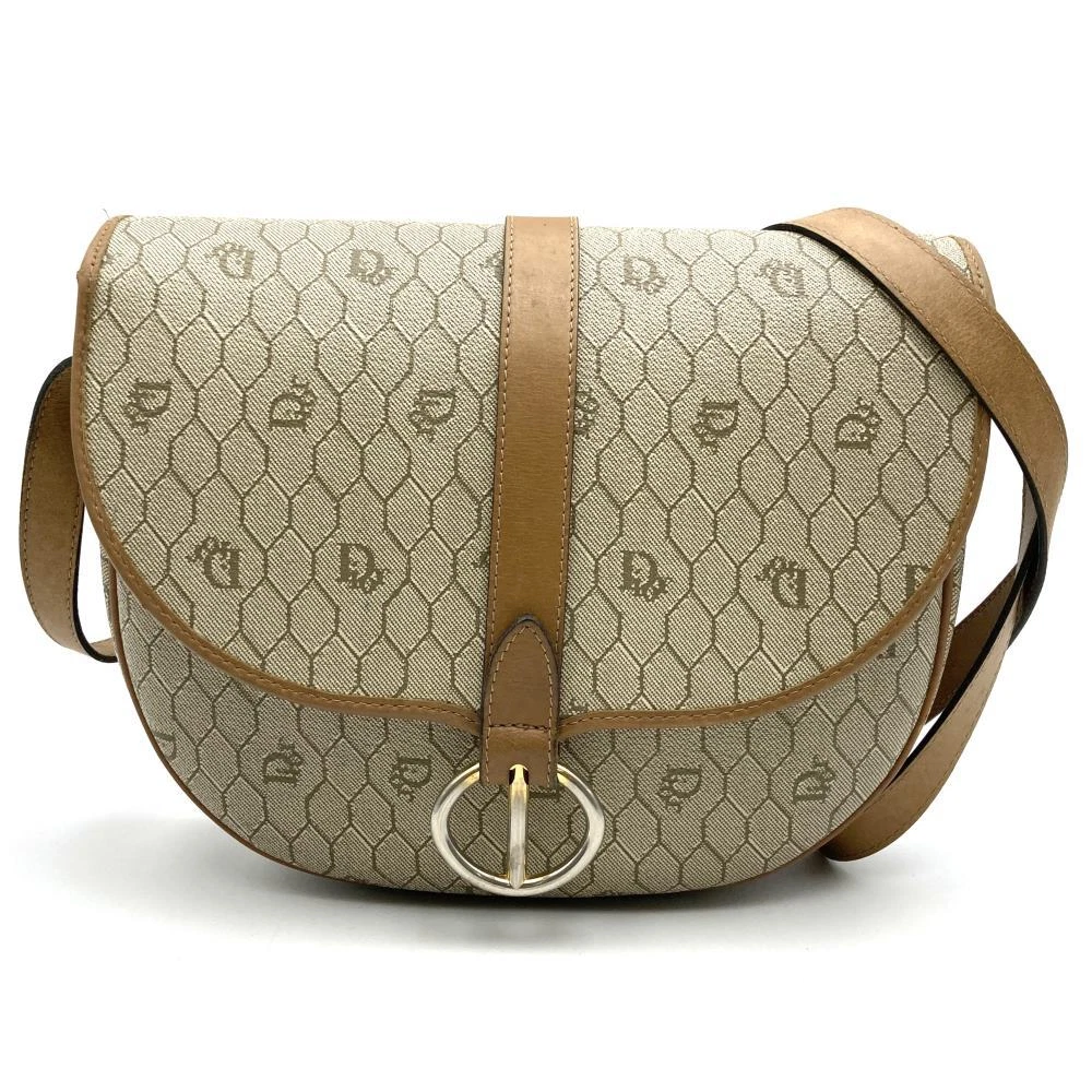 Sac bandoulière Dior nid d'abeille PVC cuir beige