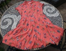 Emily And Fin Roller Skate Dress UK 14 Skating Coral Orange Retro