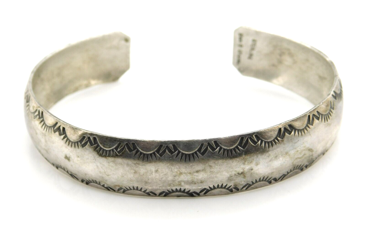 Southwestern Ben Chavez 925 Sterling Silver Stamped Pattern Cuff