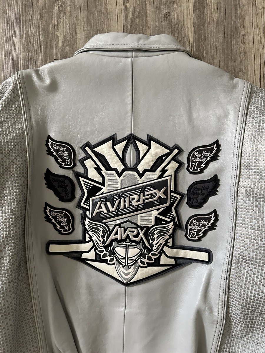 Vintage Avirex USA New York Hockey Club Leather Jacket Sz Vintage Avirex USA New York Hockey Club Leather Jacket Sz